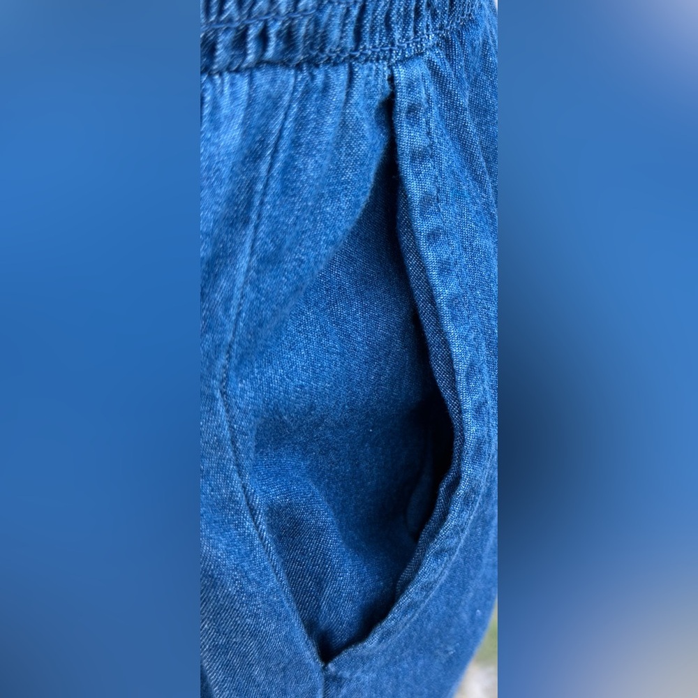🦋 Francesca’s Blue Rain Wide-Leg Denim Jumpsuit - Picture 5 of 11